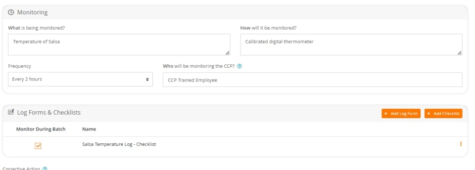 Establish critical limits for salsa example in the HACCP plan builder